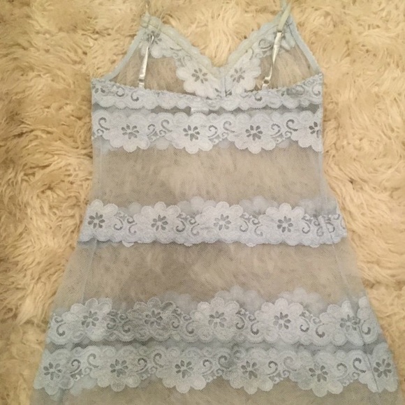 Blue Y2K Lace Top with flowers - Picture 2 of 2